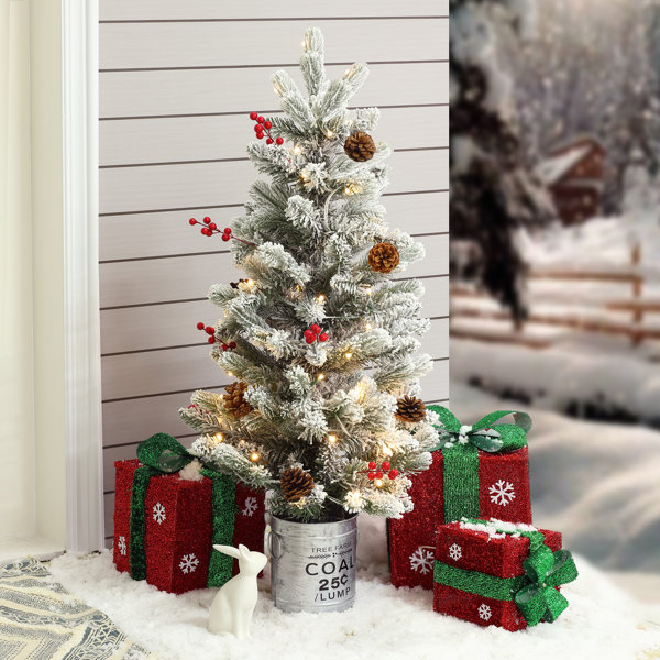 The Holiday Aisle® PreLit Porch 3' Green/White Pine Artificial